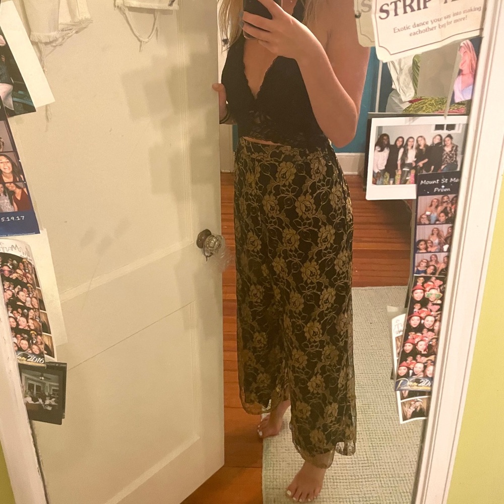 Vintage Black and Gold Lace Pants